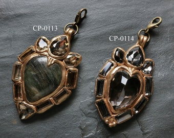 Combination jewellery - Labradorite/ smoky quartz and sacred heart  pendant (CP-0113, 0114)