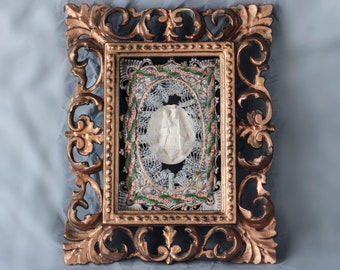 Virgin and Child plaque in a vintage Italian frame (Relic-112)