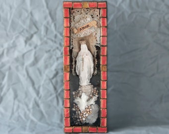 Our Lady's with love, shrine assemblage box art (Relic-111)