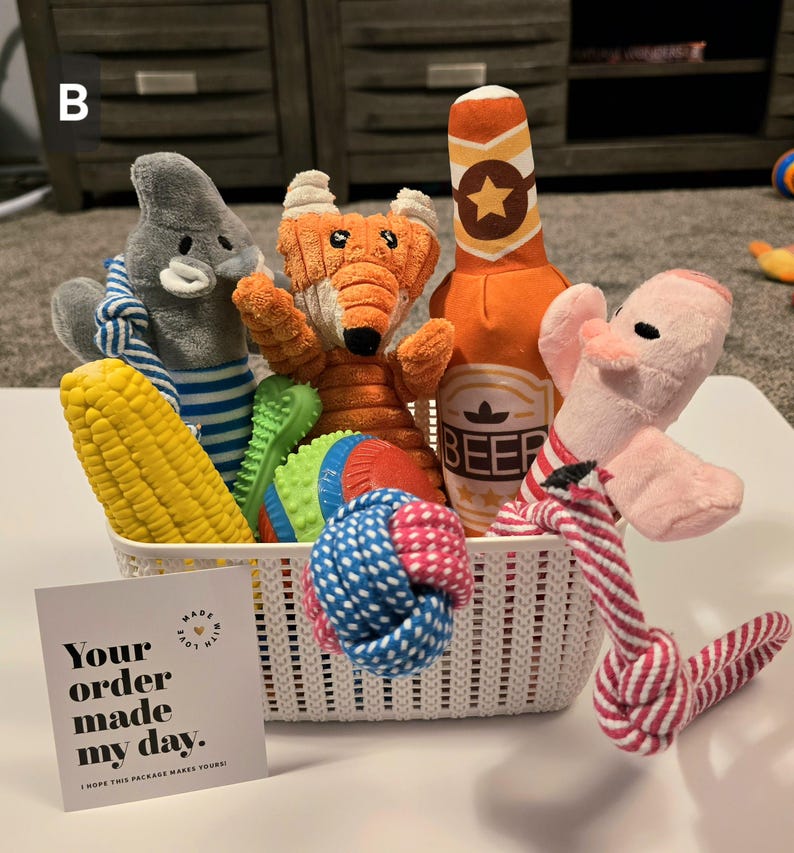 NEW! Gift Basket for special dog occasions | Dog Toys | Gift for Puppies |Dog Toy Box | Chew Toys | Cute Dog Toys | Gifts for Dog Parents