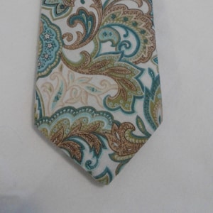 Necktie Blue and Tan PAISLEY Mens Novelty Tie Unique Gift Sale Price! CHRISTMAS gift!
