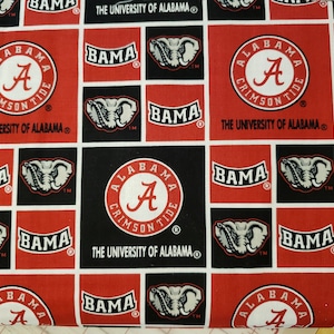 Alabama BAMA Roll Tide Collegiate quilting fabric Alma Mater mask making block print