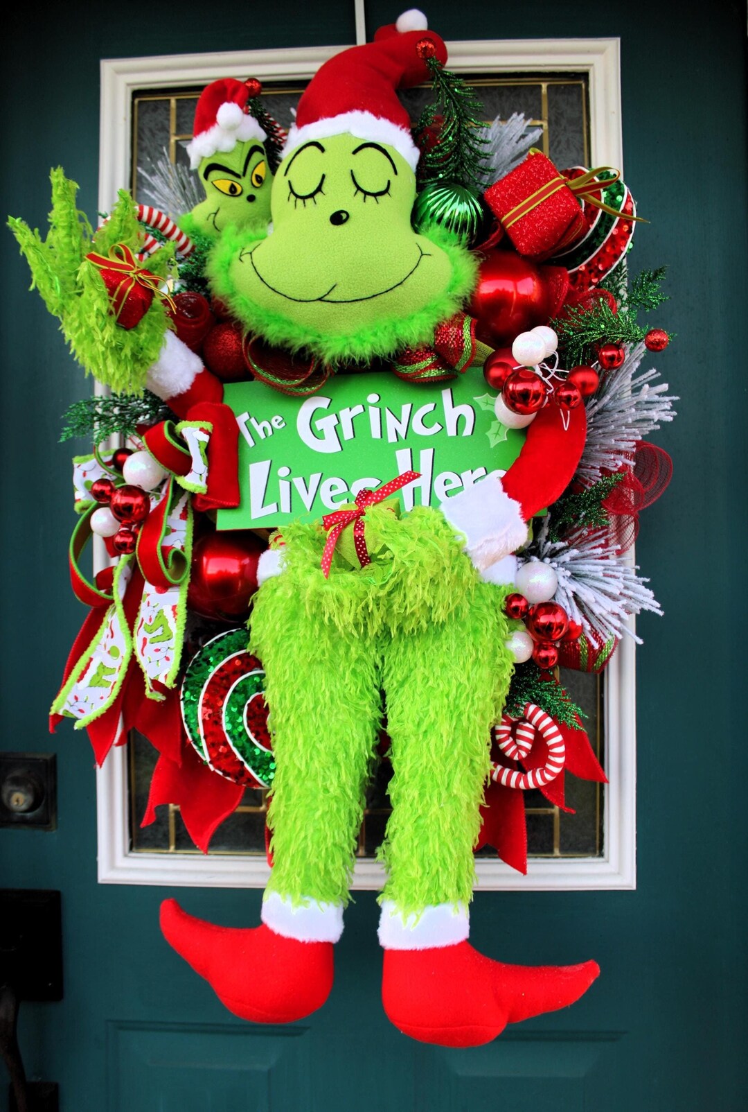 Green Monster Wreath Furry Monster Wreath Green Monster Christmas ...