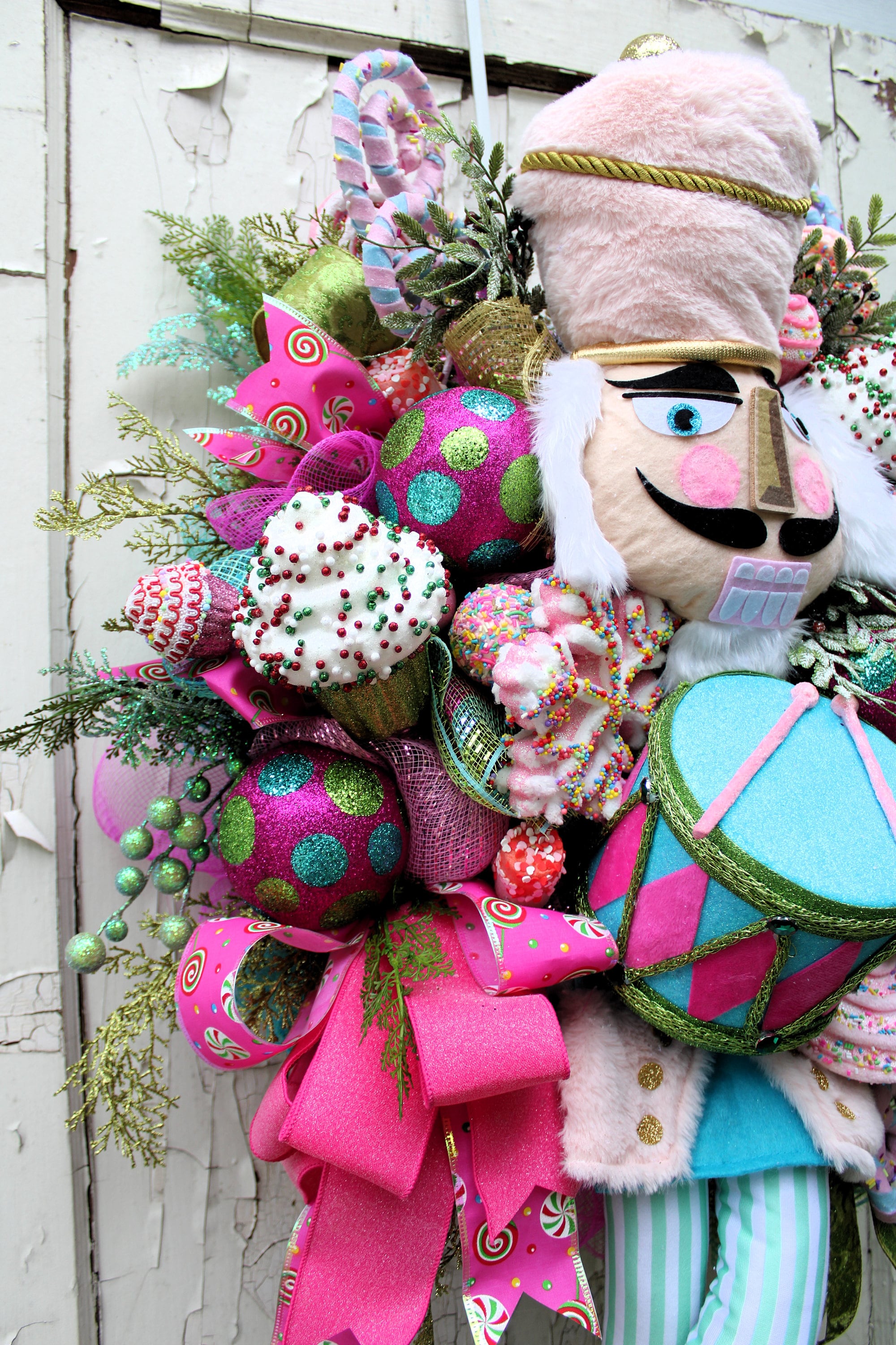 Nutcracker Christmas Wreath Pink and Blue Drum Sprinkles Etsy