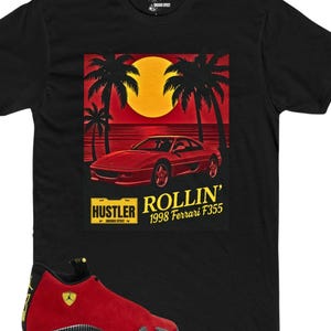 SNEAKER EFFECT Tee Shirt to match Jordan 14 Ferrari black red yellow
