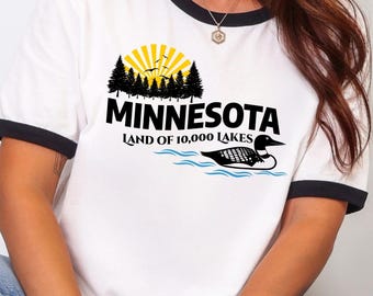 Minnesota Shirt – Land of 10,000 Lakes Tee | Lake Life Clothing | Cabin Weekend Outfit | Midwest Souvenir Gift