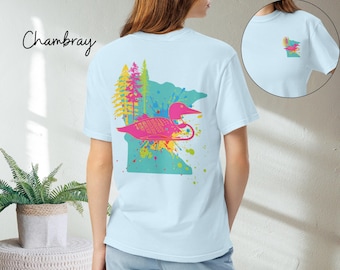 Camiseta de Minnesota Loon: Camiseta con gráfico de pájaro estatal colorido / Camiseta de vida silvestre / Regalo de Minnesota / Ropa de aventura al aire libre