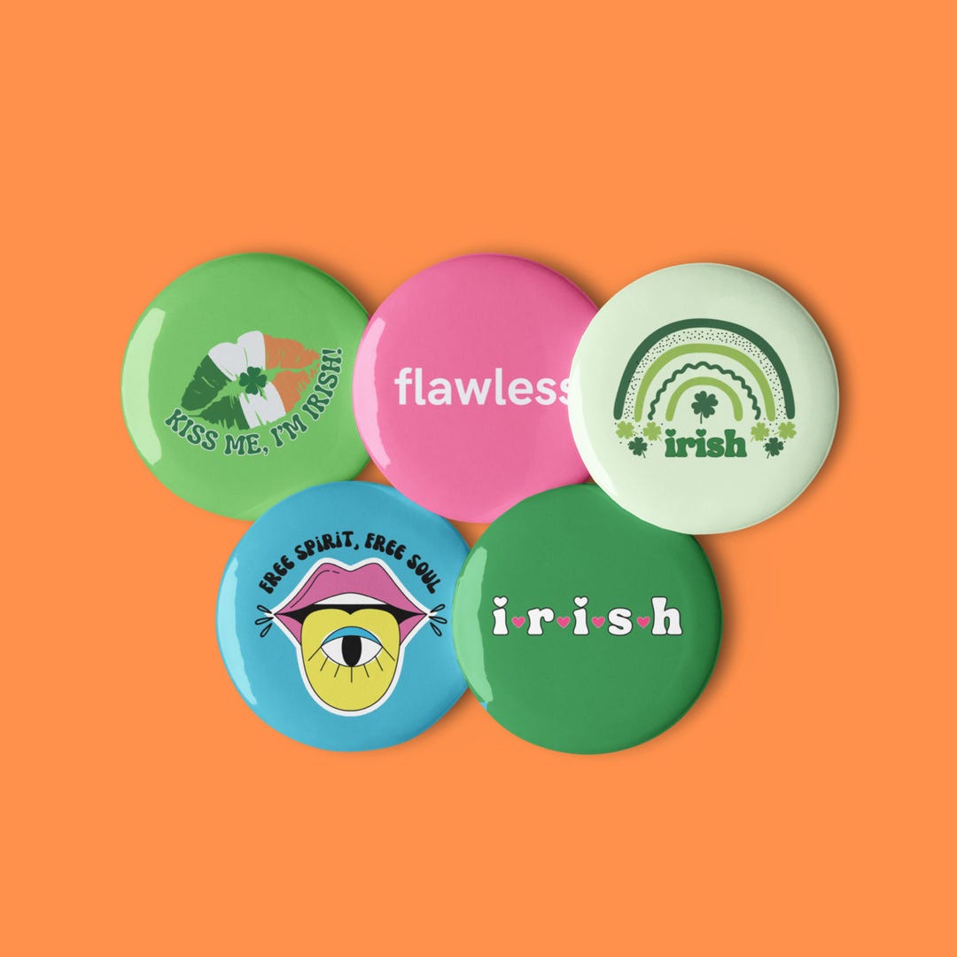 St. Patrick's Day Button Pins Set Irish Themed Accessories. Set of Pin ...