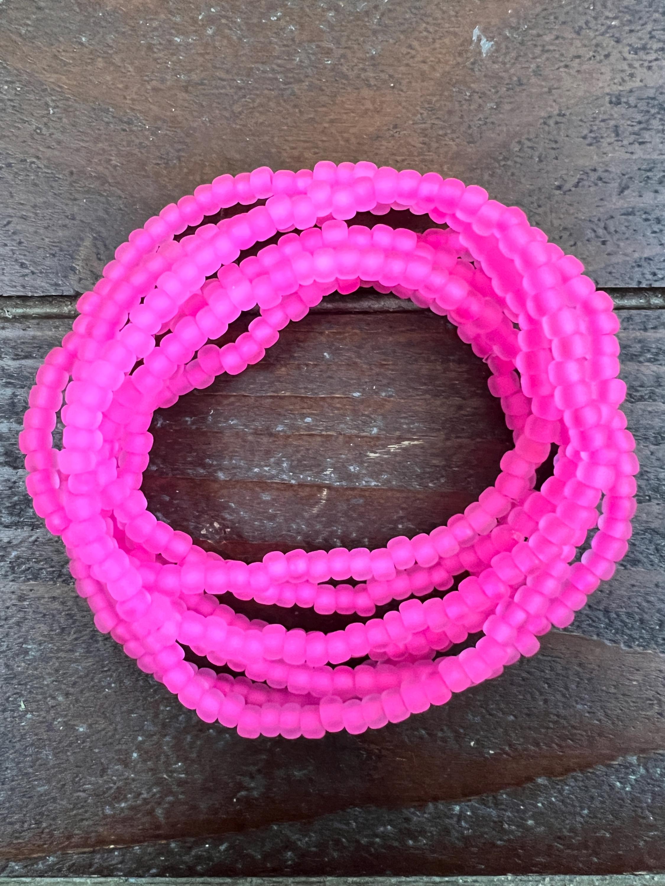 Neon Pink Beaded Stretch Bracelet: Stacking Style - Etsy