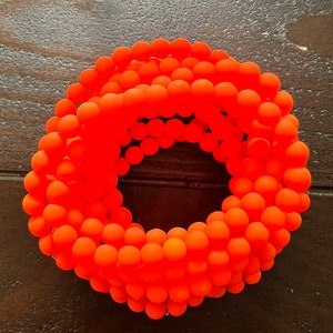 New! Round Bead Neon Orange Bracelet | Neon Beaded Bracelet | Neon Jewelry | Neon Style | Stretch | Bright | Summer | Fluorescent Bracelet