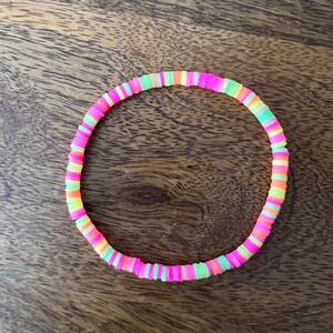 Neon Bracelet, Heishi, Neon Beaded Bracelet, Neon Green, Neon Pink, Neon Orange, Neon Yellow,  Stacking, Fashion, Style