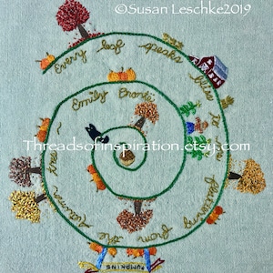 Autumn Trees, Embroidery Pattern PDF, Instant Download, DIY Embroidery Pattern, Scarecrow, Pumpkins, Fall, Charlotte Bronte, Acorn, Cats