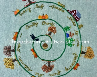 Autumn Trees, Embroidery Pattern PDF, Instant Download, DIY Embroidery Pattern, Scarecrow, Pumpkins, Fall, Charlotte Bronte, Acorn, Cats