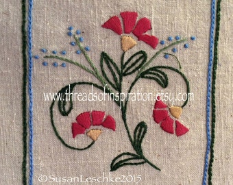 Craftsman Coneflower, Embroidery Pattern, PDF Pattern, Instant Download, Beginning Embroidery, Hand Embroidery Pattern, Beginner Embroidery