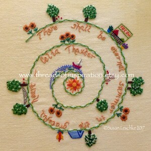 Grateful Heart, Embroidery Pattern, PDF Instant Download, Summer Stitching, Quotations, Celia Thaxter, Fruit Stand, Sailboat, Hammock, Cat