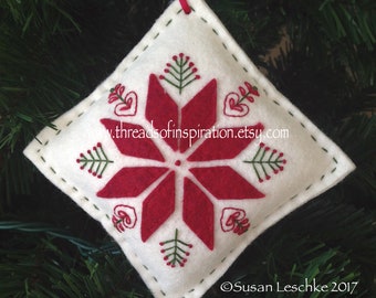Scandinavian Inspired Felt Embroidered Christmas Ornament Downloadable PDF Pattern/Felt Ornaments/Felt Christmas Ornaments/Holiday Ornament