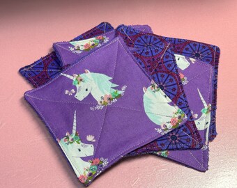 Reusable Face Wash Cloths  Purple Unicorns Profile