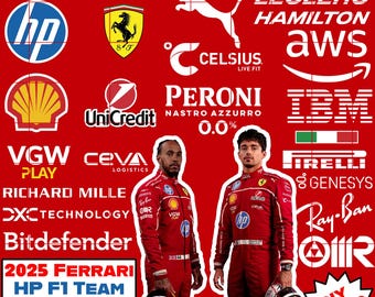 Ferrari 2025 Formel-1-Sponsor-Logo-Abziehbilder | SVG & PNG Digitale Dateien zum Drucken | Vinyl Schneiden | Basteln |  Sofort Download
