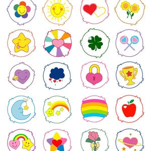 Colorful Care Bears PNG Clipart Set – Printable Sublimation Designs for T-Shirts and Mugs