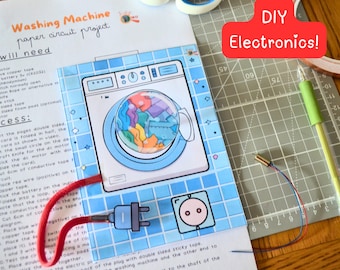Washing Machine Paper Circuit Printable Project, DIY Electronics Kids, STEM Activities for Children, Interactive Tech INSTANT Download Pdf