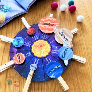 Zonnestelsel leren bijpassende activiteit voor kinderen, planeten afdrukbaar voor kinderen, ruimte homeschool bronnen, INSTANT DOWNLOAD PDF