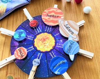 Solar System Learning Matching Activity for Kids, Planets Printable for Children, Outer Space Homeschool Resources, INSTANT DOWNLOAD PDF