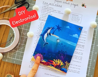 Sea Dolphin Paper Circuit Printable Project, DIY Electronics for Kids, STEM Activities for Children, Interactive Tech INSTANT Download Pdf