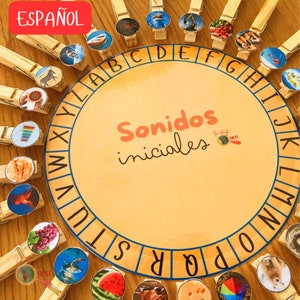 Lettres majuscules et minuscules, roues de sons du début de l'espagnol imprimables, disque d'apprentissage de la phonétique de l'alphabet pour enfants d'âge préscolaire, TÉLÉCHARGEMENT IMMÉDIAT
