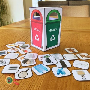 廃棄物の分別印刷物、リサイクル ゲーム、アース デイ アクティビティ、幼稚園向けビジー ブック、環境ワークシート、即時ダウンロード PDF