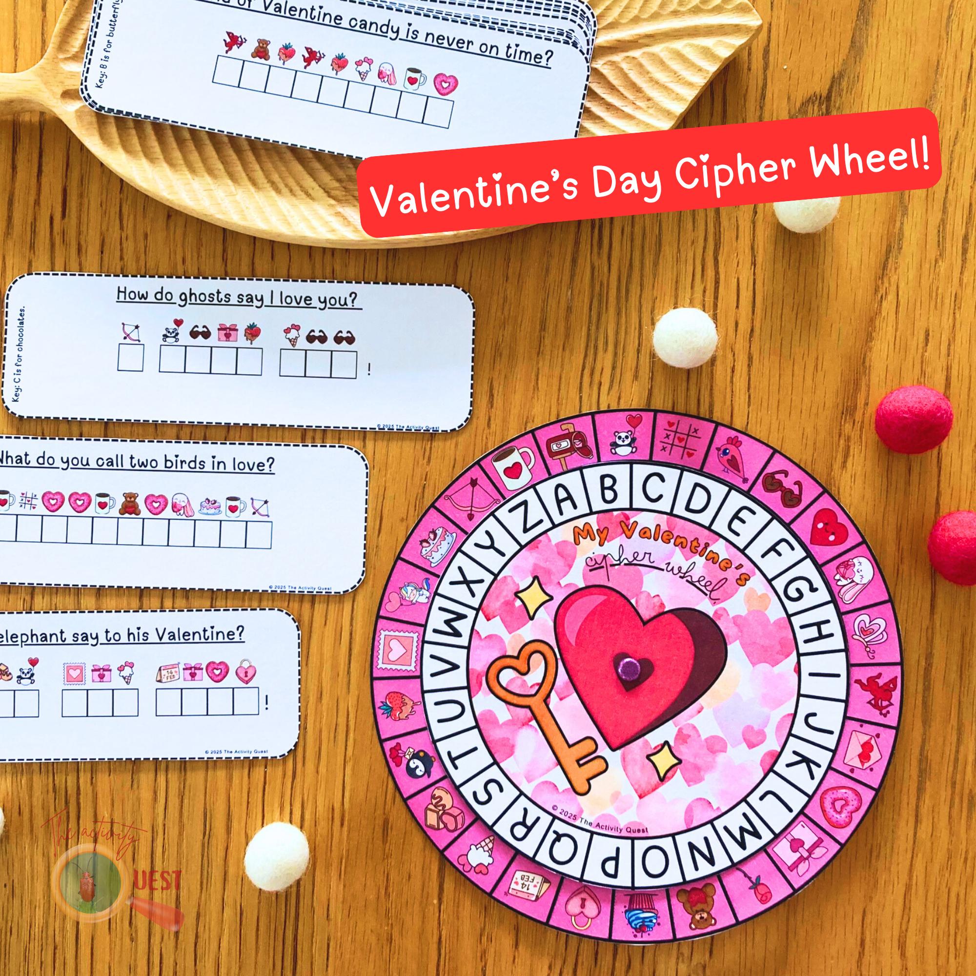 Valentine's Day Cipher Wheel, Printable Decoder Game for Children ...