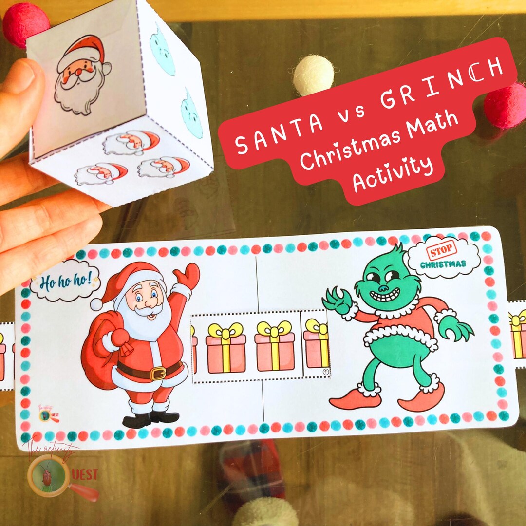 CHRISTMAS Math Printable Activity for Kids, Santa Vs Grnch Counting ...