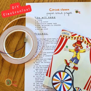Zirkus Clown Papier Platinen Projekt, DIY Elektronik für Kinder, STEM Aktivitäten für Kinder, Interaktive Tech SOFORT Download Pdf