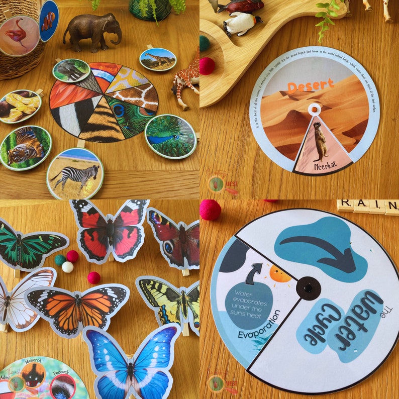 Animal Pattern Disc Nature Wheel Activity Printable BUNDLE, Animal Pattern Disc, Butterfly ...