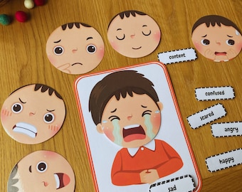 Girls/Boys Emotions Activity, Kids Feelings Matching Game, Preschool Homeschool Learning, Social Emotional Learning Games, INSTANT DOWNLOAD