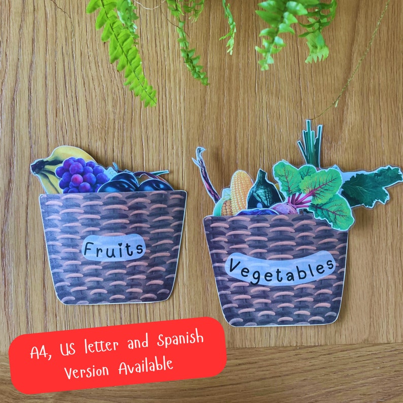 Fruits and Vegetables Sorting Activity, Educational Preschool Game ...