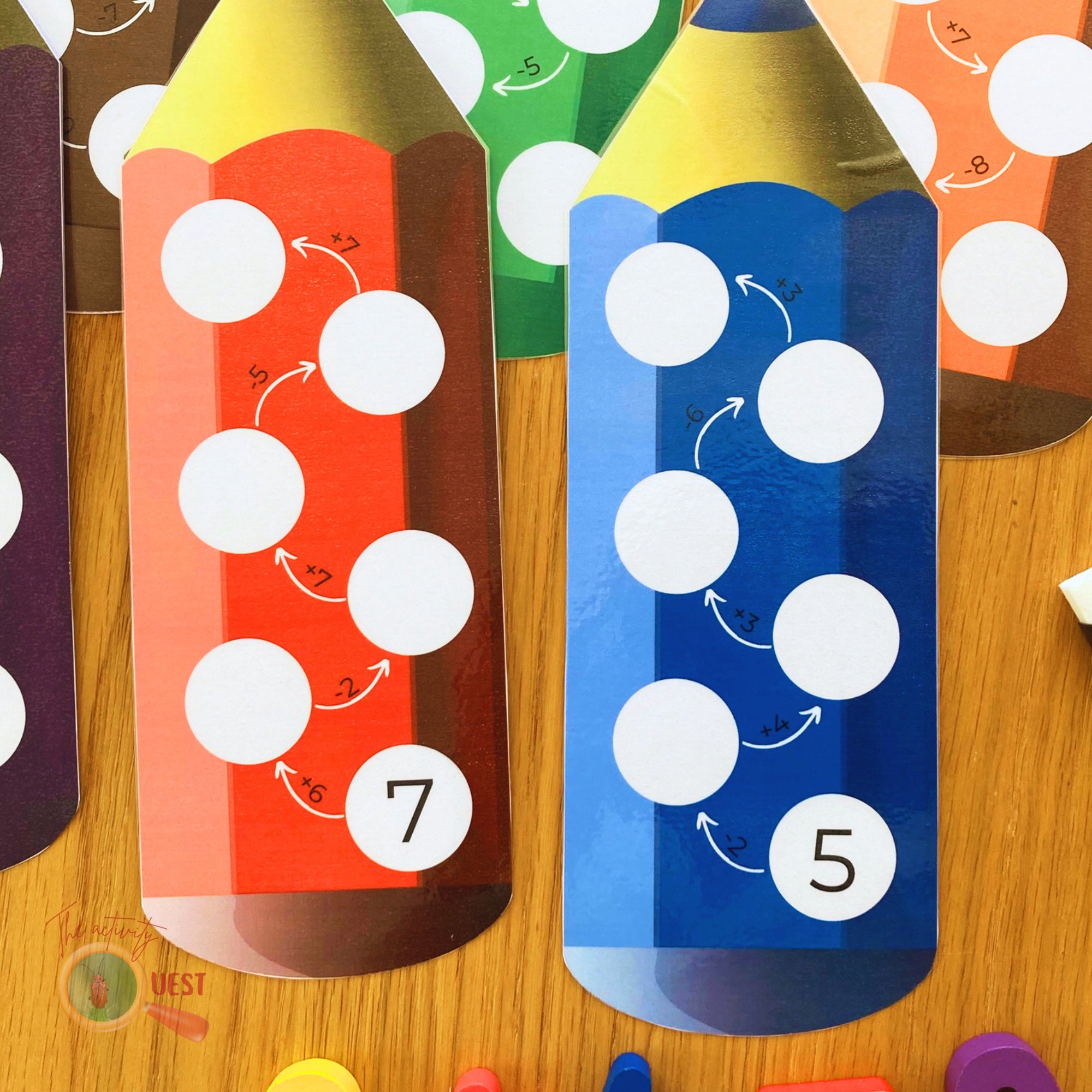 Math Pencils Printable Activity for Kids, Subtraction and Addition Game ...