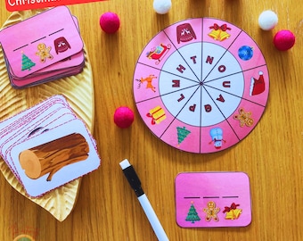 Christmas Codebreaker Wheel Printable Game for Kids, 12 CVC Words Decoder Reveal Activity for Children, Hidden Message INSTANT DOWNLOAD Pdf