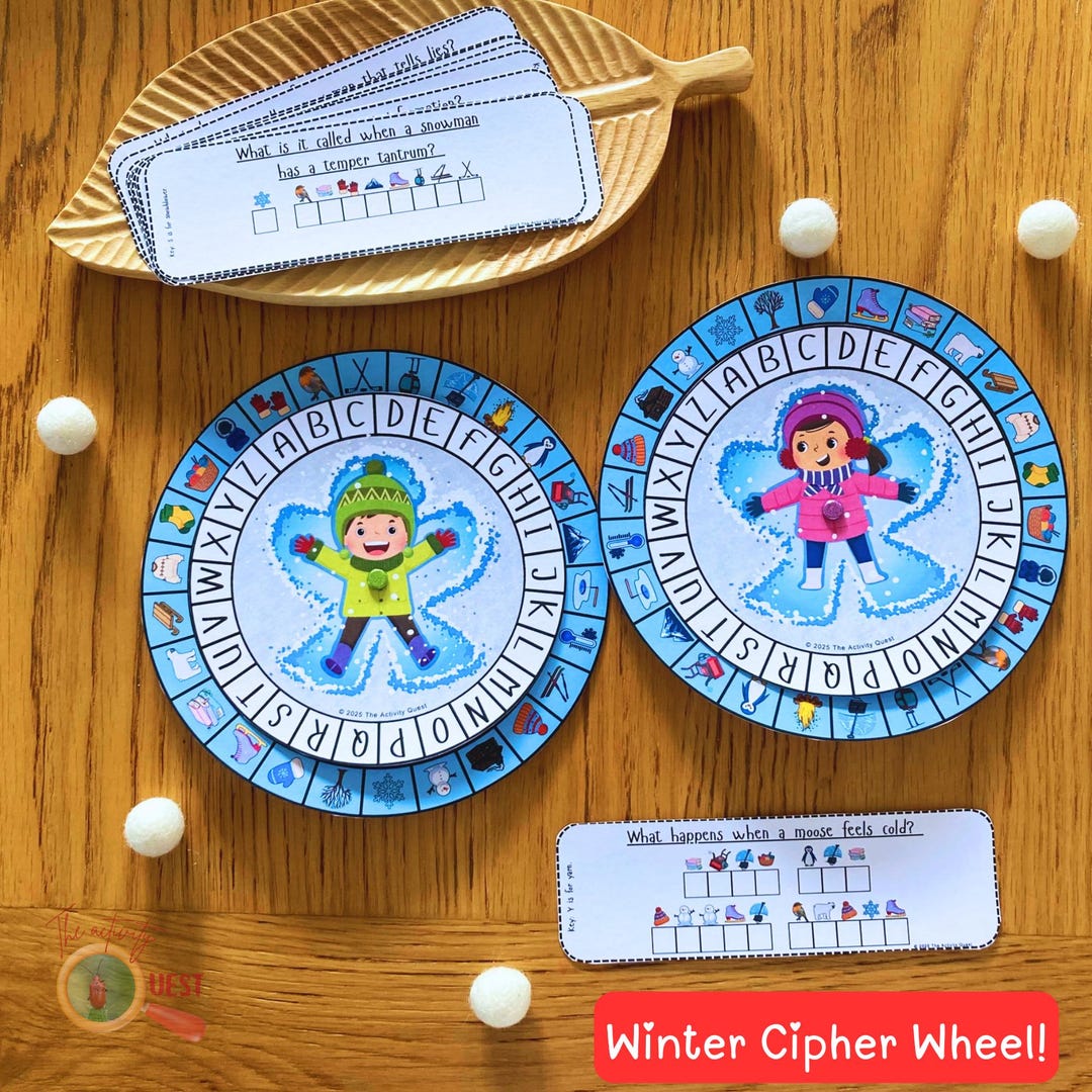 Winter Themed Cipher Wheel, Printable Decoder Game for Children, Secret ...