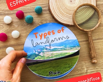 14 Types of Landforms SPANISH version Printable Activity, Flip Book Land Recognition for Children, Homeschool Resources INSTANT DOWNLOAD pdf