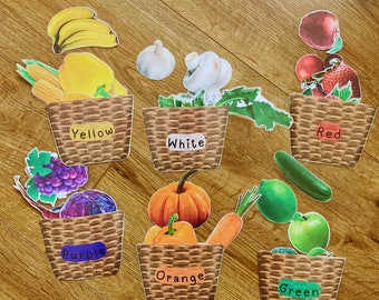 Fruits and Vegetables Sorting Activity, Educational Preschool Game, Homeschool Activity, Toddler Matching Busy Book INSTANT DOWNLOAD PDF