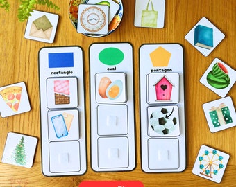 Spanish Shape Matching Learning Activity, Preschool Sorting Shapes, Busy Book, Montessori Homeschool, Binder Game, INSTANT DOWNLOAD PDF