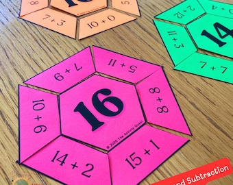 Addition and Subtraction Puzzle for Kids, Math Jigsaw 6 to 20 Results Single and Double Digit Operations for Children, INSTANT DOWNLOAD PDF