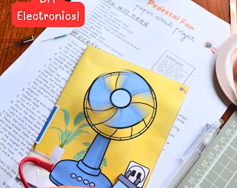 Pedestal Fan Paper Circuit Printable Project, DIY Electronics Kids, STEM Activities for Children, Interactive Tech INSTANT Download Pdf