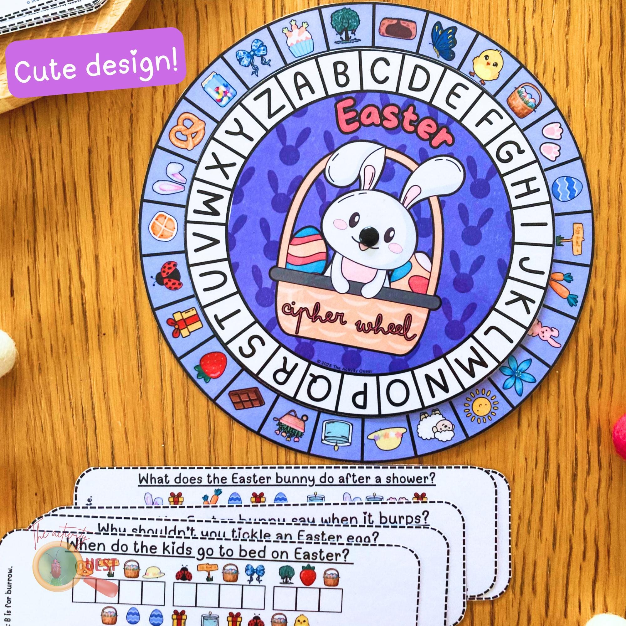 Decode The Secret Message Riddles Easter Bunny Cipher Wheel, Printable Decoder Game for Children, Secret ...