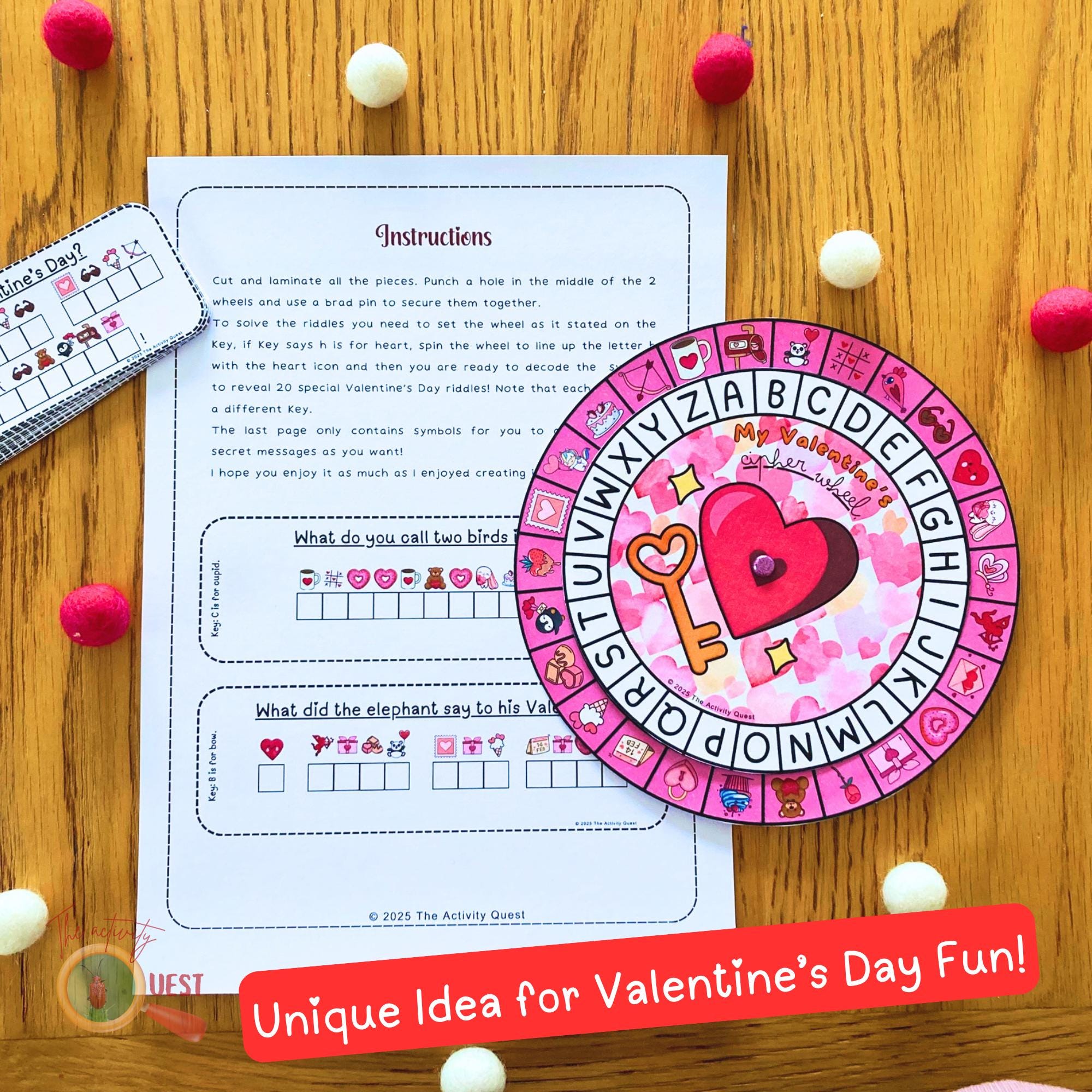 Cipher Riddle Valentine's Day Cipher Wheel, Printable Decoder Game for Children ...