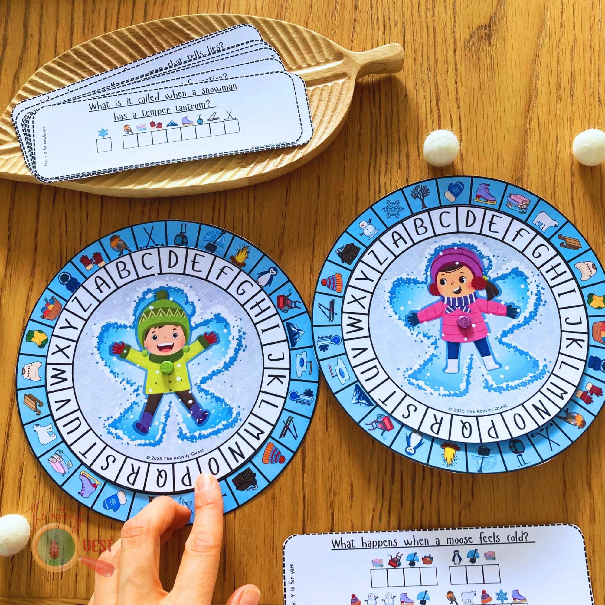 Winter Themed Cipher Wheel, Printable Decoder Game for Children, Secret