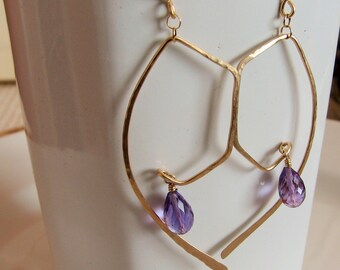 Curvy Angled Amethyst Earrings