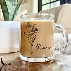 April birthday, custom name mug, April Birthday Gift, Personalized Gifts, Birth Flower Gift, birthday gift for her, best friend gift
