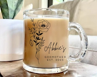 Birth Flower Godmother Mug, Godmother Gift, Birth Flower Gift, Godmother mug, Godmother proposal box, Godmother Gifts, Baptism Gift