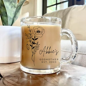 Birth Flower Godmother Mug, Godmother Gift, Birth Flower Gift, Godmother mug, Godmother proposal box, Godmother Gifts, Baptism Gift